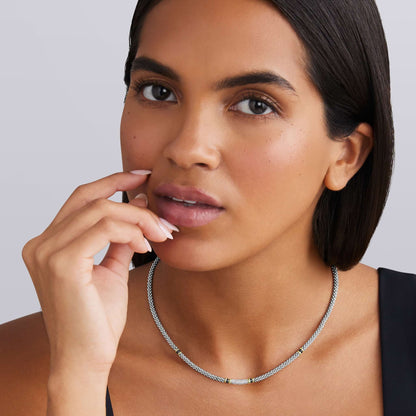 Two-Tone Black Caviar Pave Station Diamond Rope Necklace