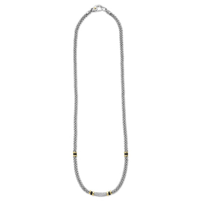 Two-Tone Black Caviar Pave Station Diamond Rope Necklace