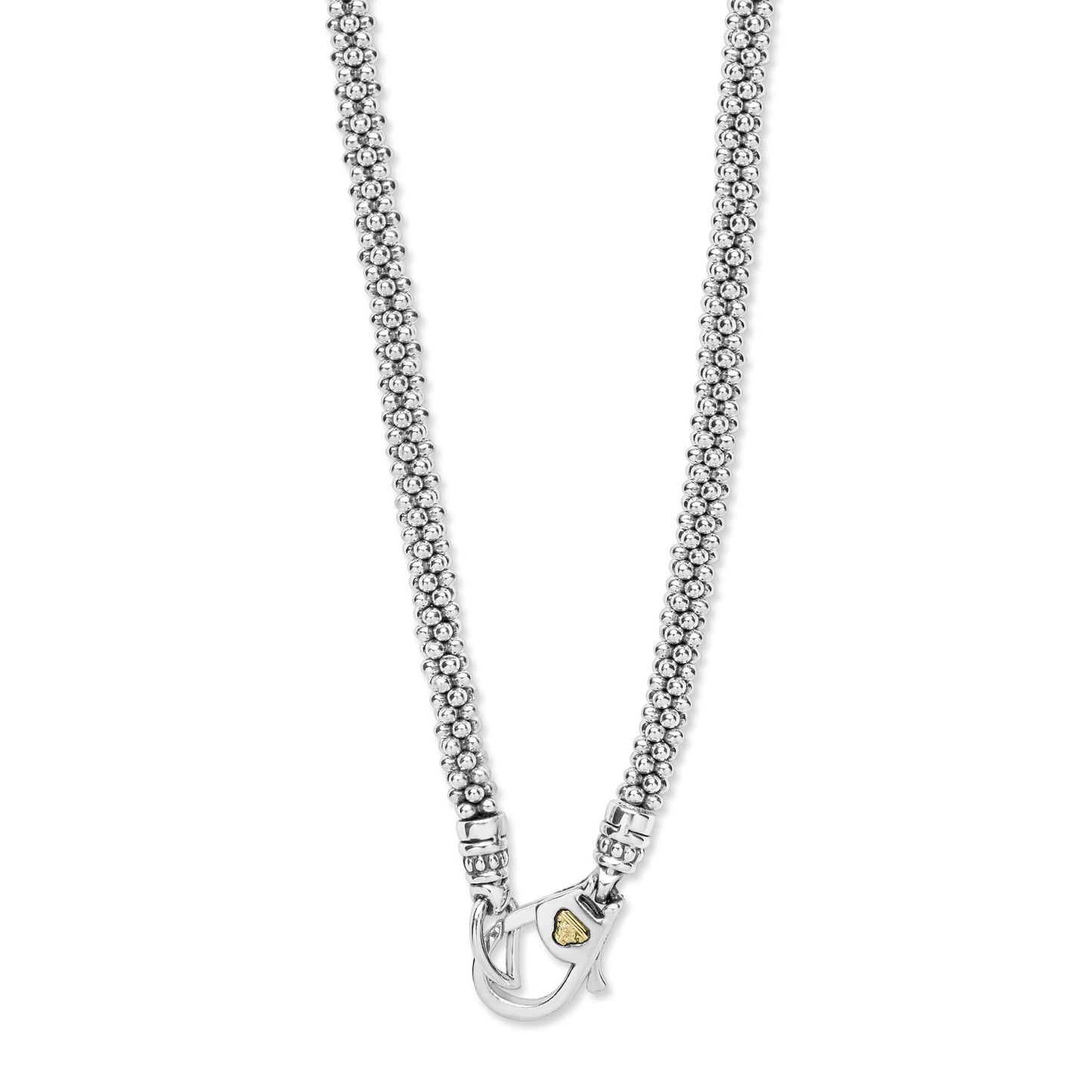Two-Tone Oval Caviar Diamond mm Pendant Necklace