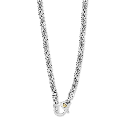 Two-Tone Oval Caviar Diamond mm Pendant Necklace