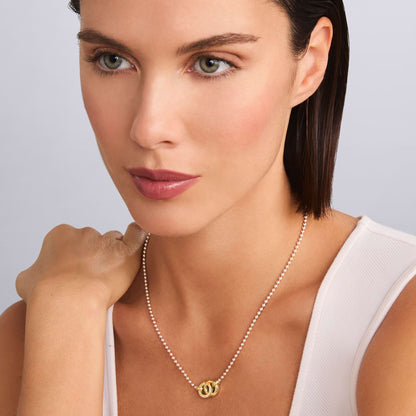 Interlocking Diamond Pendant Necklace Adjustable 16-