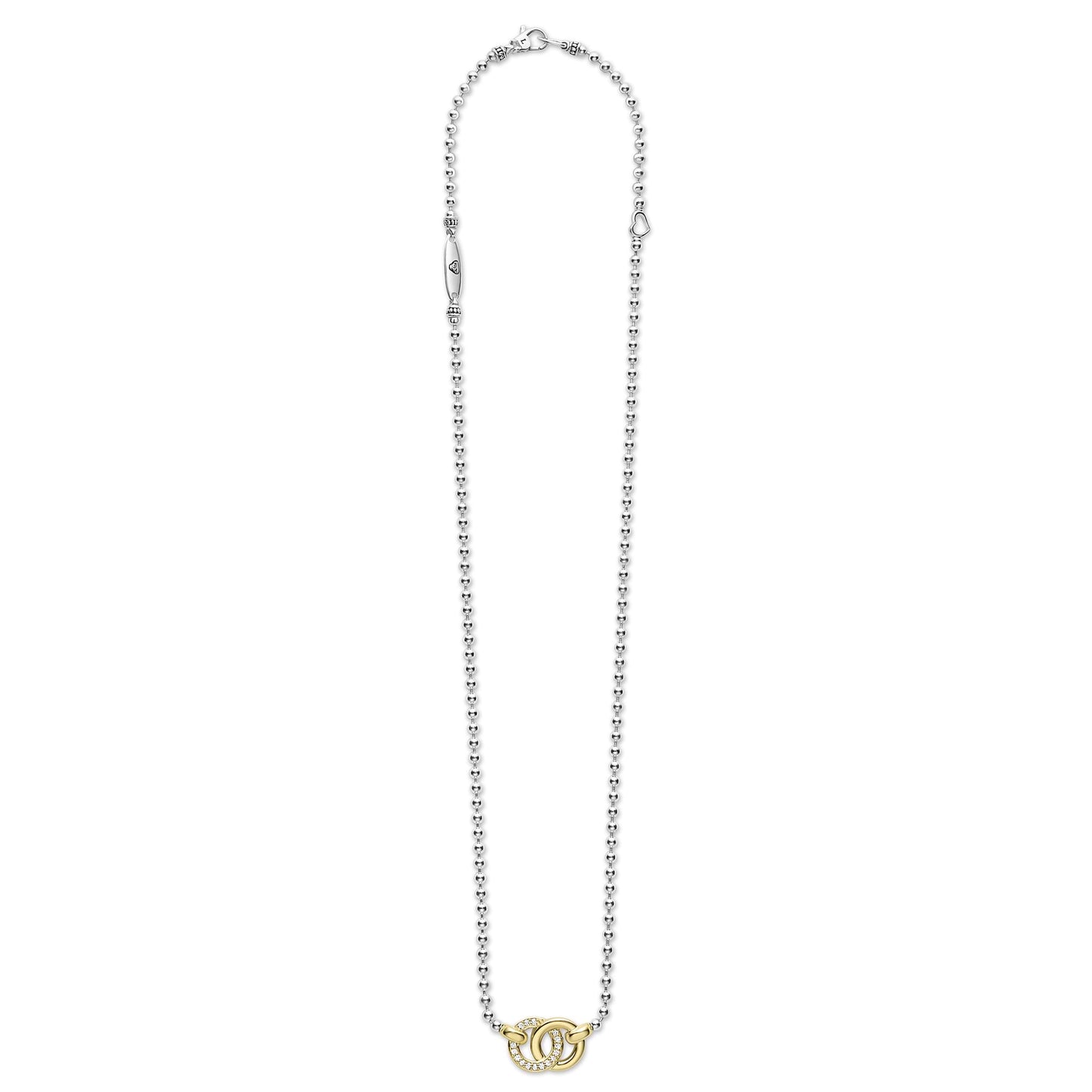 Interlocking Diamond Pendant Necklace Adjustable 16-