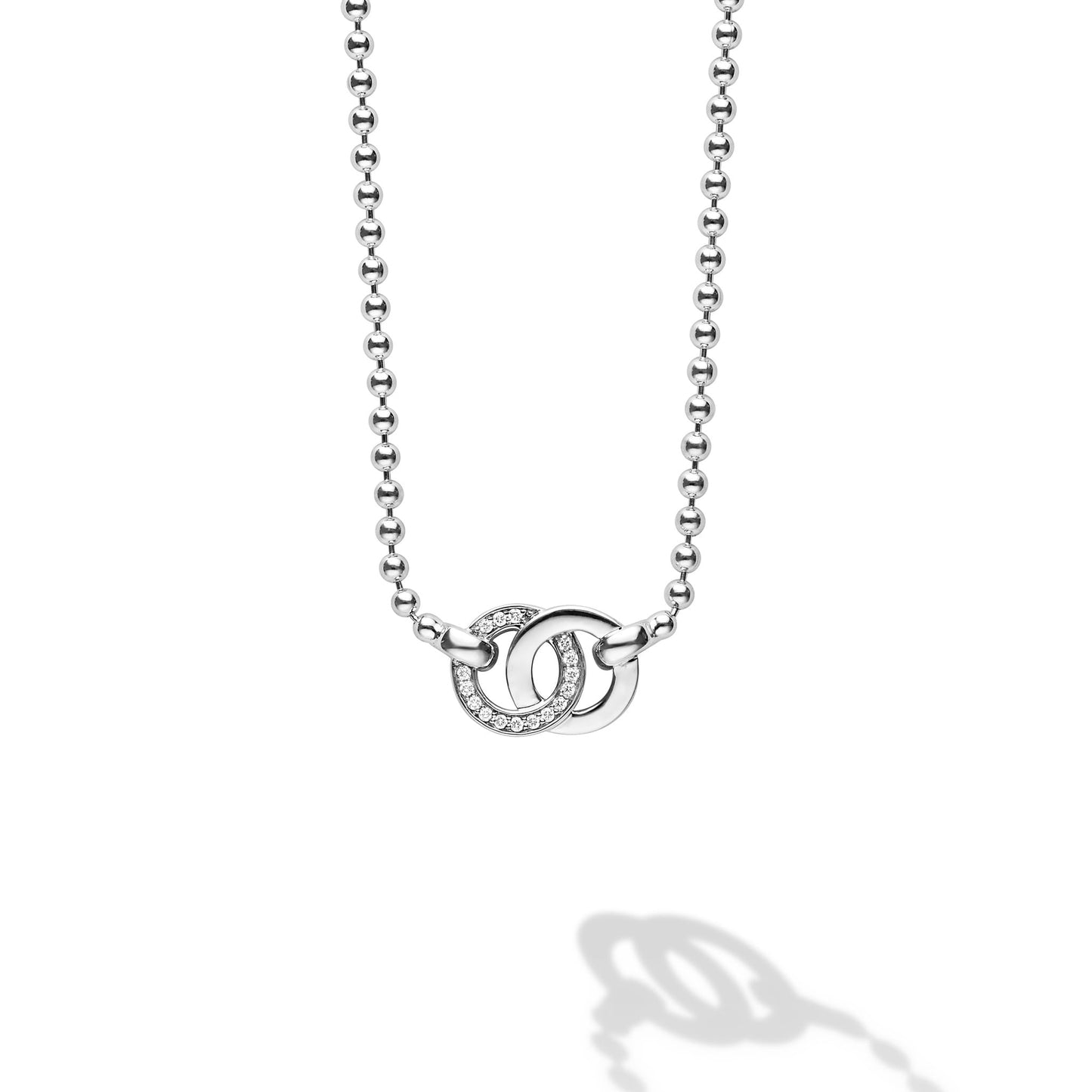 Interlocking Diamond Pendant Necklace Adjustable 16-