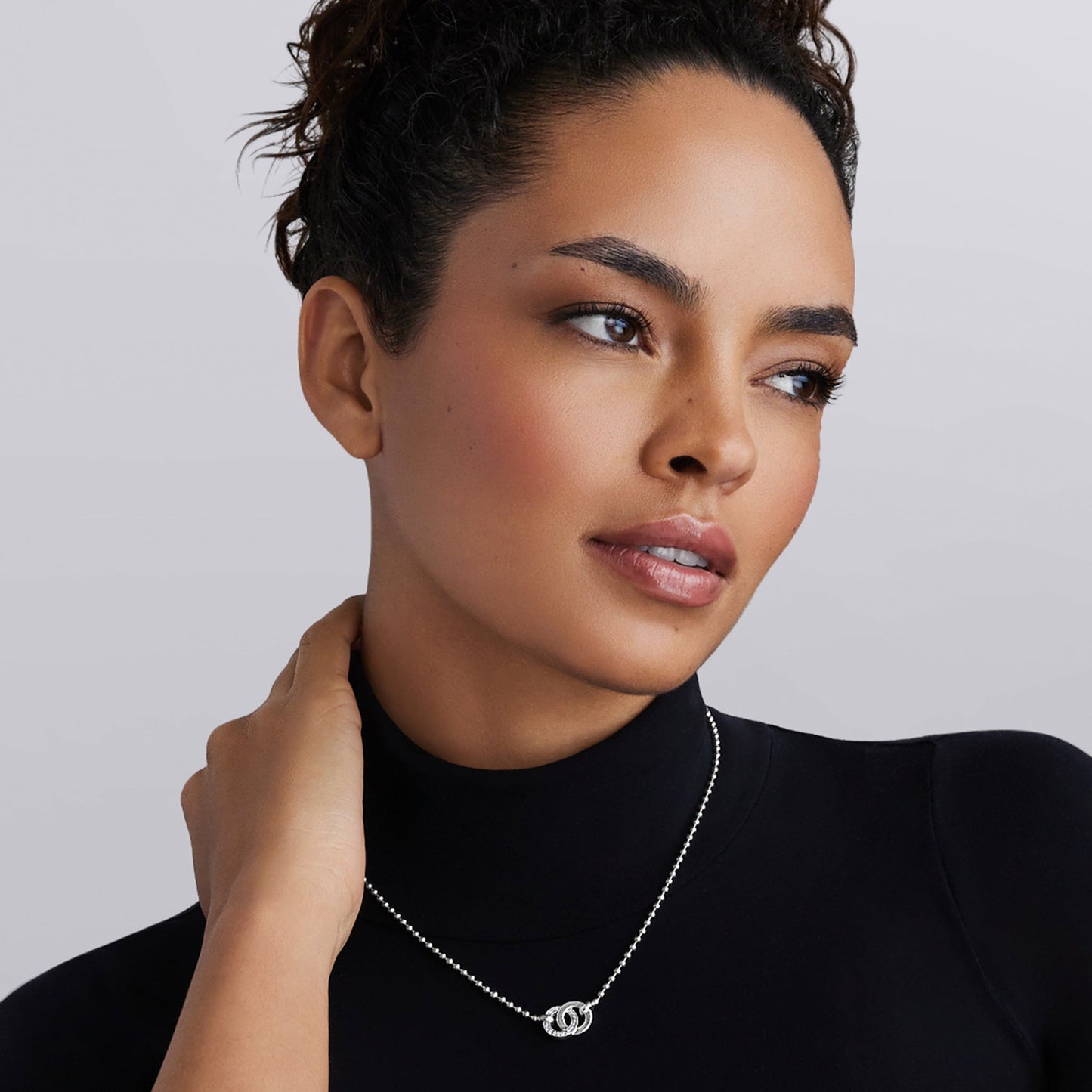 Interlocking Diamond Pendant Necklace Adjustable 16-
