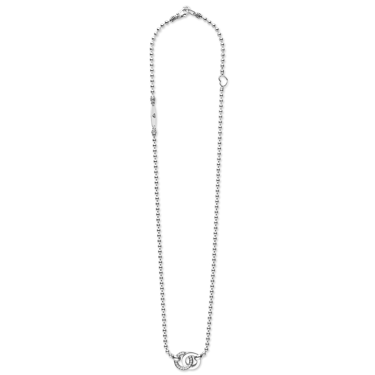 Interlocking Diamond Pendant Necklace Adjustable 16-
