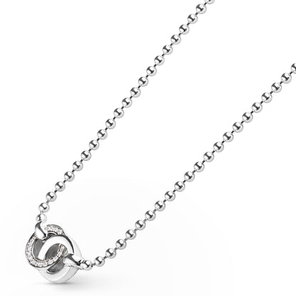Interlocking Diamond Pendant Necklace Adjustable 16-