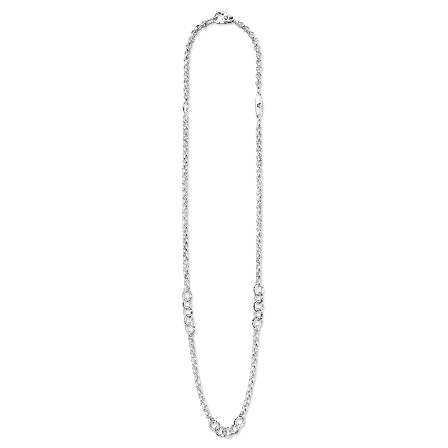 Caviar 3-Station 5-Ring Chain Necklace Adjustable 18-