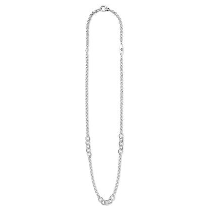 Caviar 3-Station 5-Ring Chain Necklace Adjustable 18-