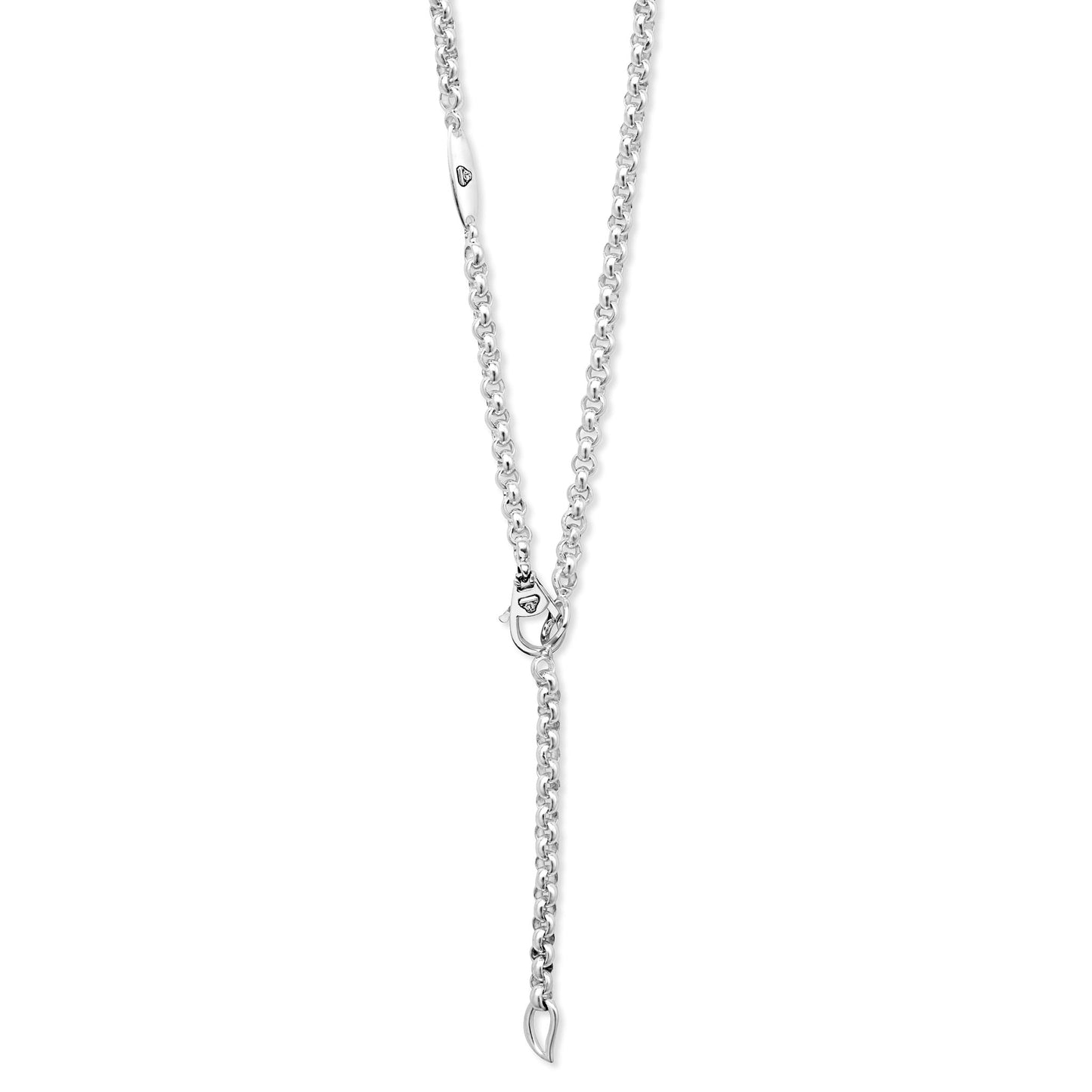 Caviar 3-Station 5-Ring Chain Necklace Adjustable 18-