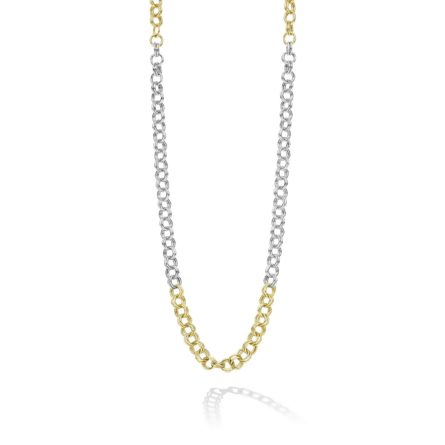 Mens Two-Tone High Jinks Link Double Chain Necklace