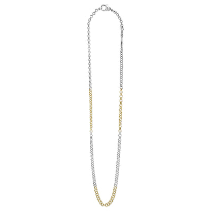 Mens Two-Tone High Jinks Link Double Chain Necklace