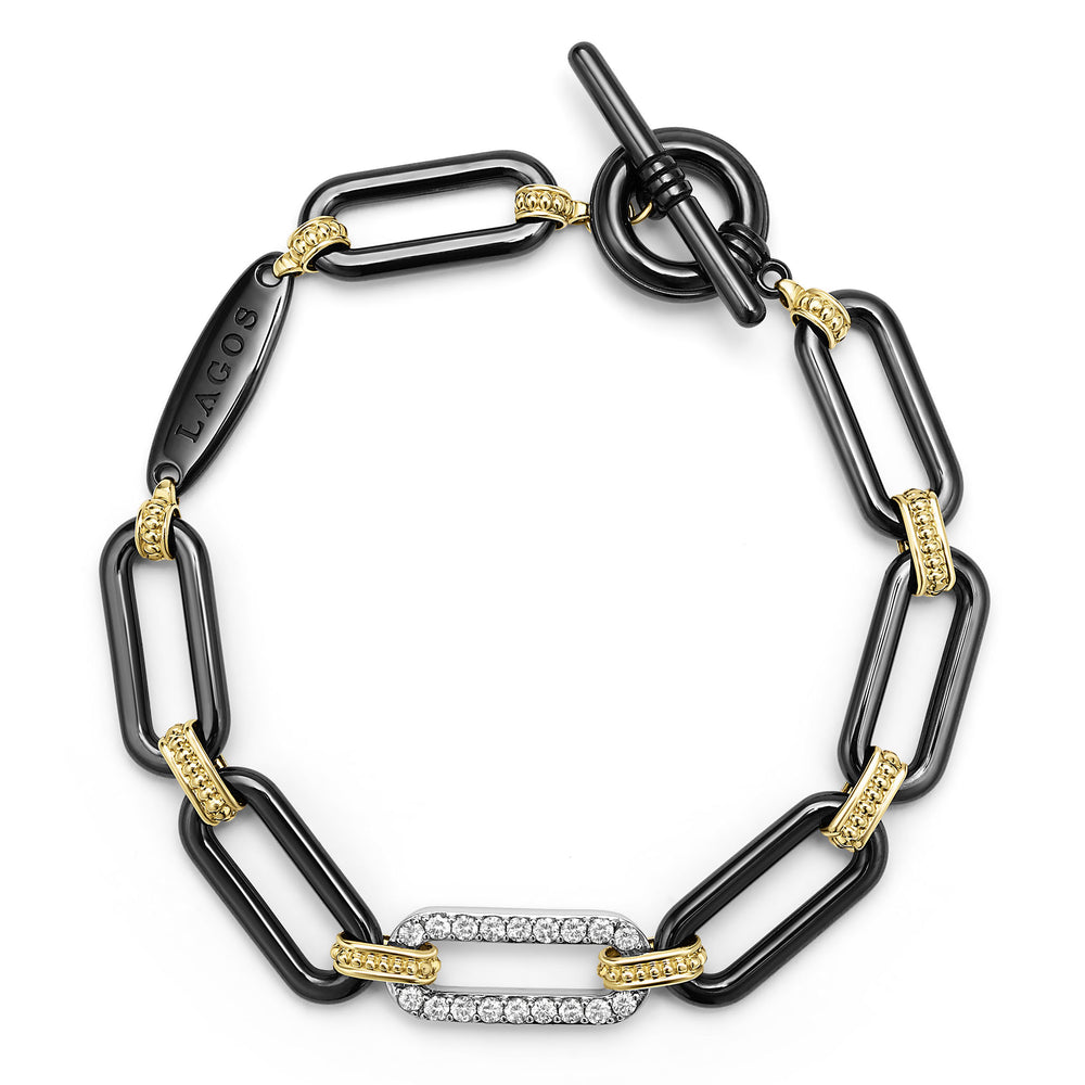 18K Gold and Black Ceramic Diamond Bracelet