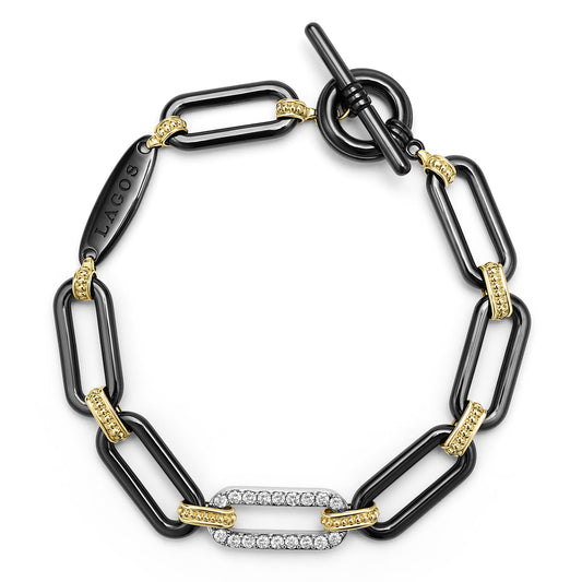 18K Gold and Black Ceramic Diamond Bracelet