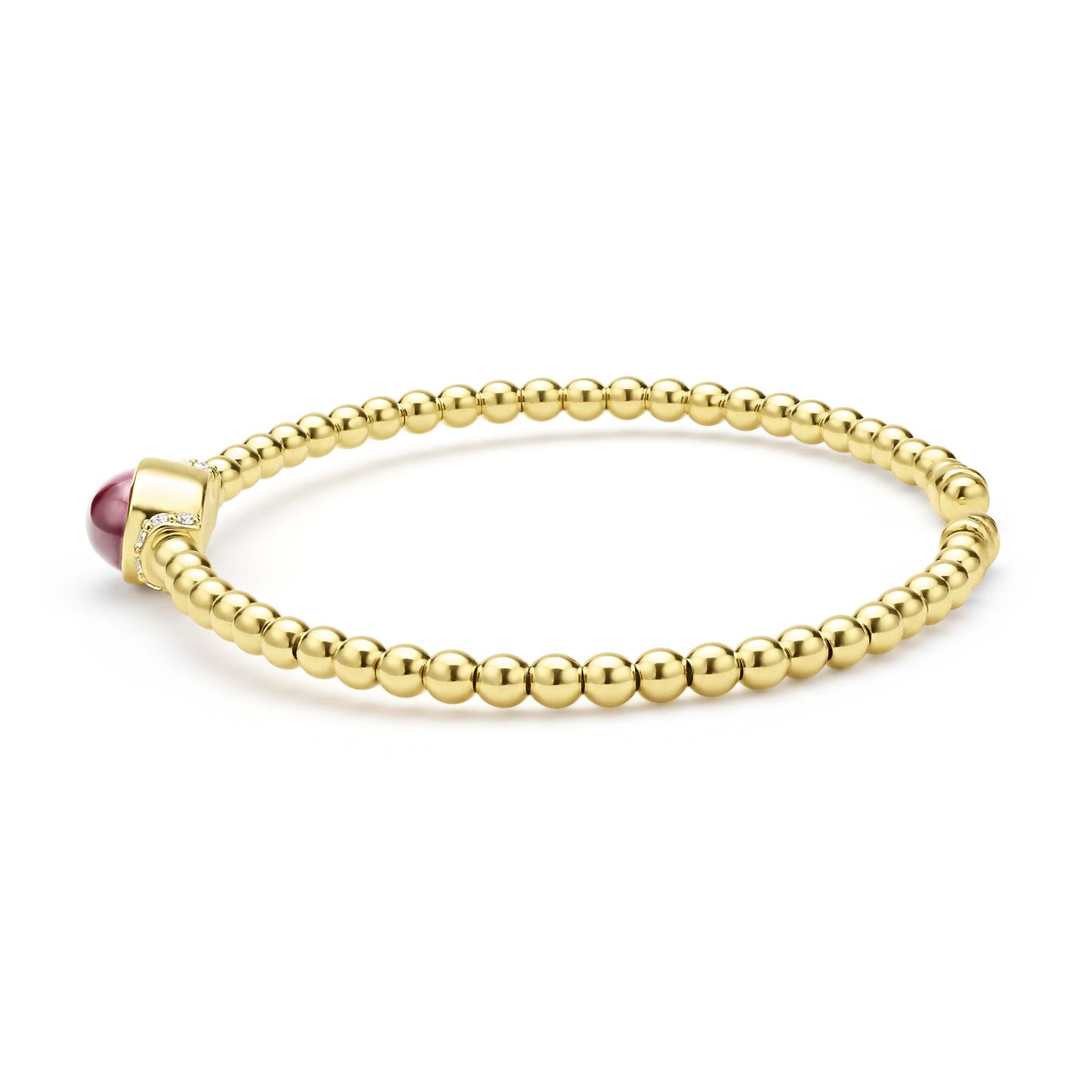 Gold Diamond And Rhodolite Garnet Cuff Bracelet