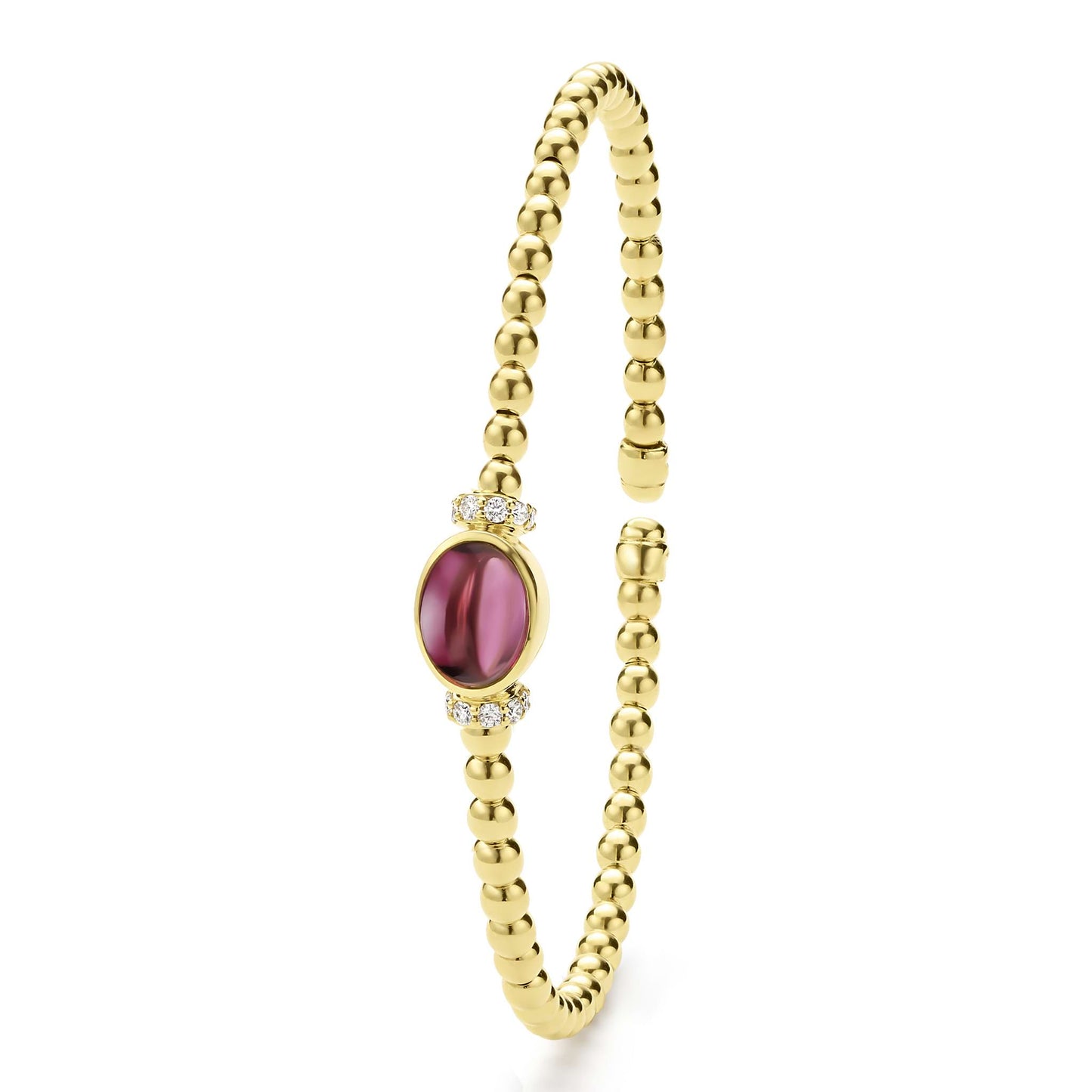 Gold Diamond And Rhodolite Garnet Cuff Bracelet