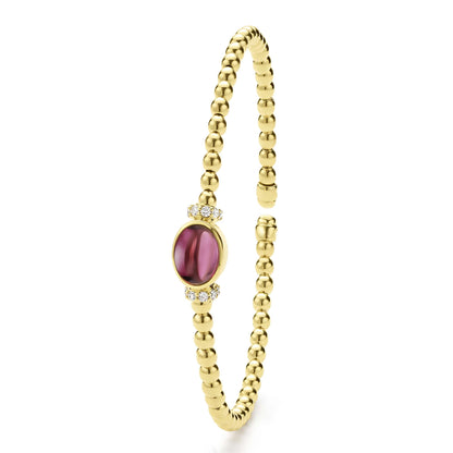 Gold Diamond And Rhodolite Garnet Cuff Bracelet