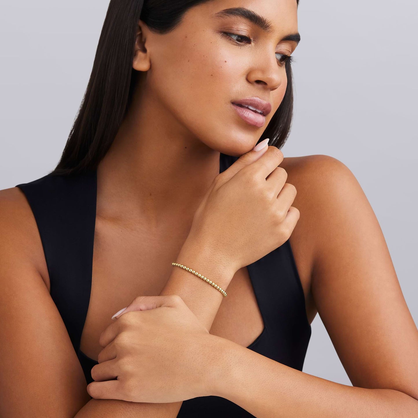 Gold Caviar Beaded Cuff Bracelet