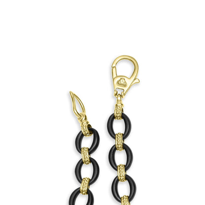 Mens Gold Matte Black Ceramic Oval Link Bracelet