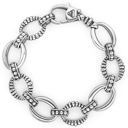 Signature Caviar Smooth & Fluted Small Link Bracelet Size Medium