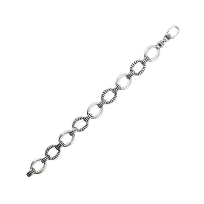 Signature Caviar Smooth & Fluted Small Link Bracelet Size Medium