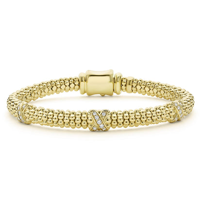 Three Station X With Diamond Rope Bracelet