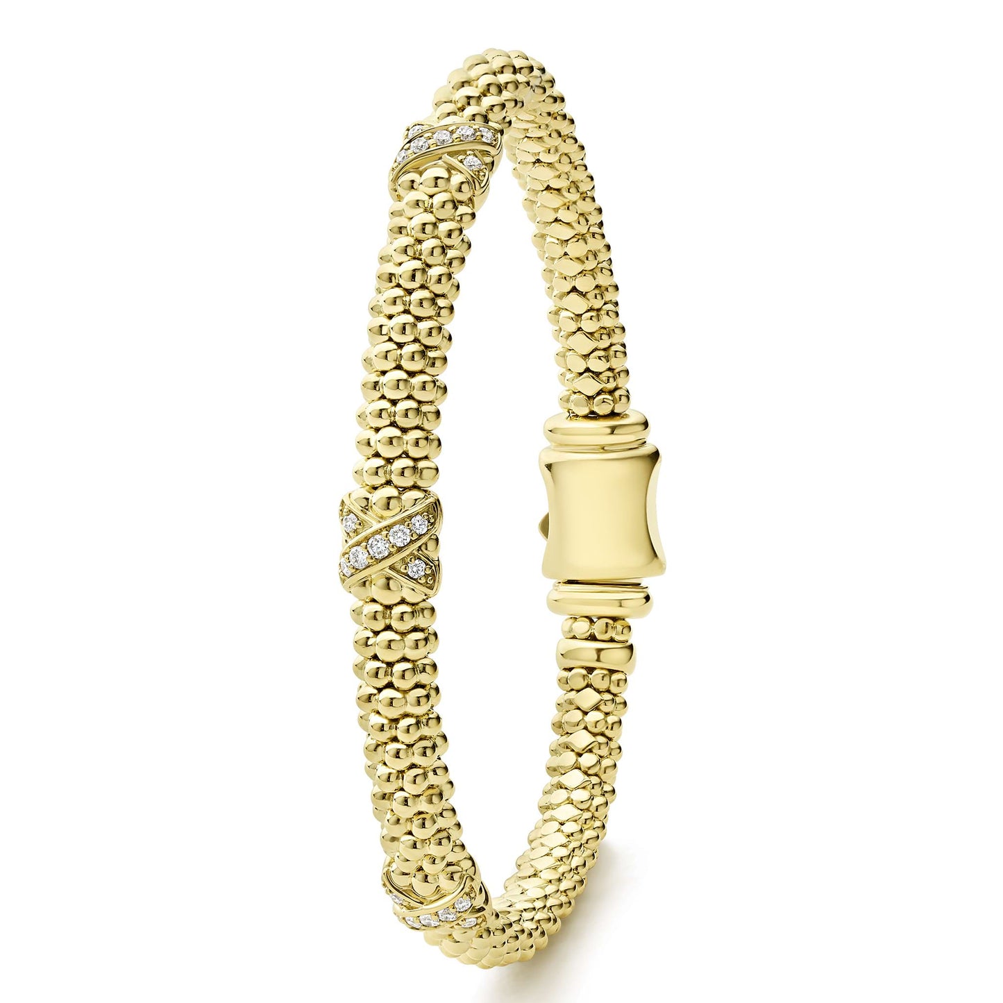Three Station X With Diamond Rope Bracelet