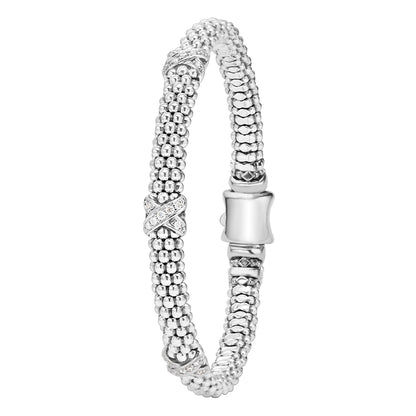 Three Station X With Diamond Rope Bracelet