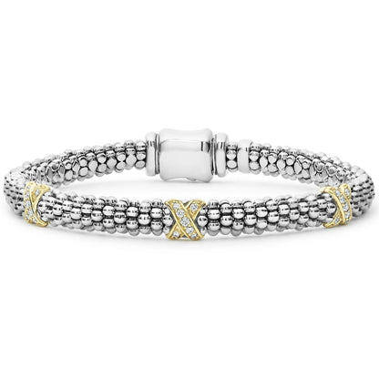 Three Station X With Diamond Rope Bracelet