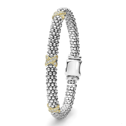 Three Station X With Diamond Rope Bracelet