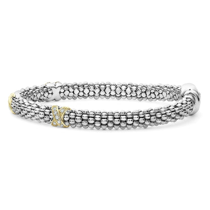 Three Station X With Diamond Rope Bracelet
