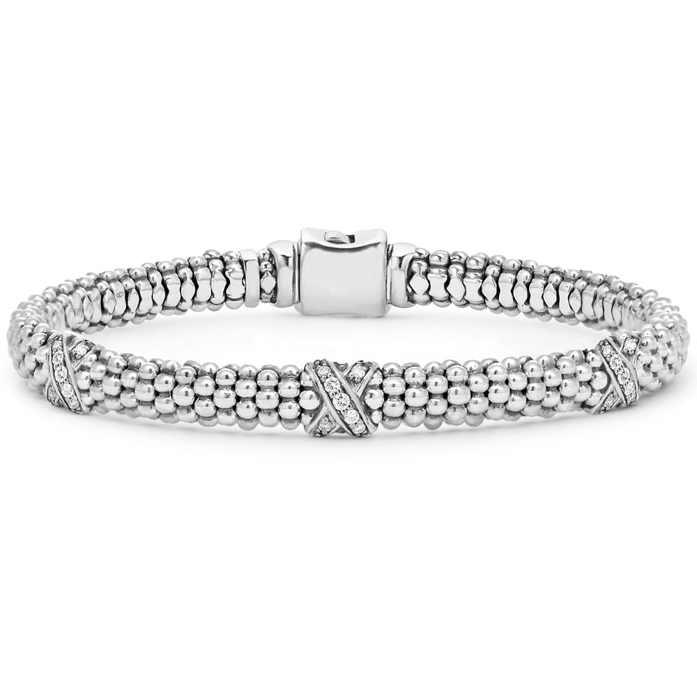 Rose Gold and Sterling Silver Diamond Bracelet