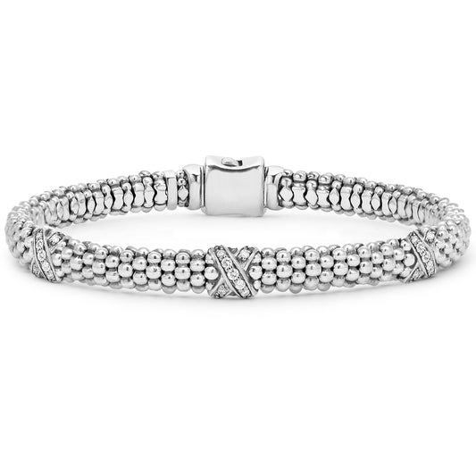 Rose Gold and Sterling Silver Diamond Bracelet