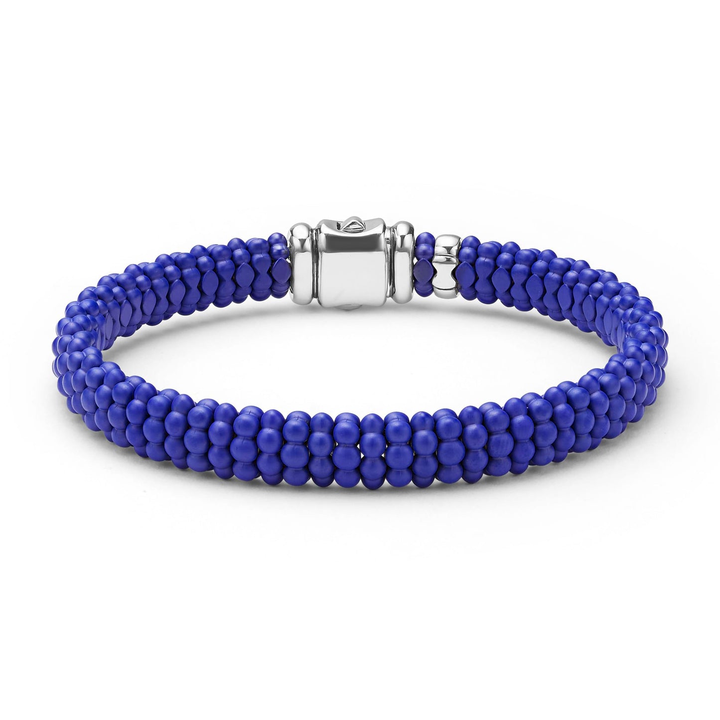 Mens Matte Blue Ceramic Beaded Bracelet Caviar Rope Bracelet