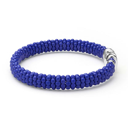 Mens Matte Blue Ceramic Beaded Bracelet Caviar Rope Bracelet