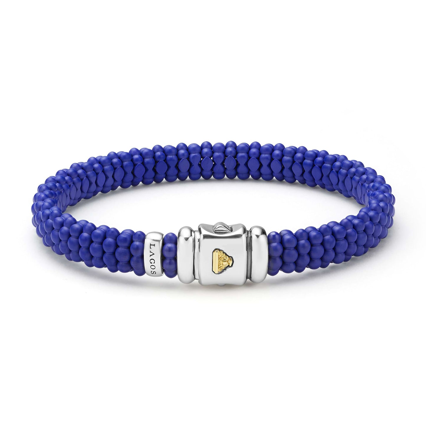 Mens Matte Blue Ceramic Beaded Bracelet Caviar Rope Bracelet