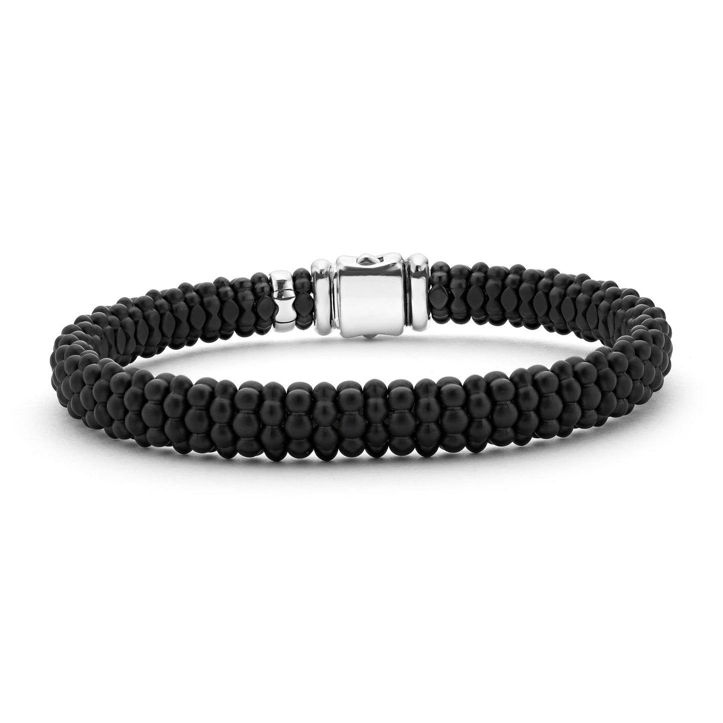 Mens Matte Blue Ceramic Beaded Bracelet Caviar Rope Bracelet