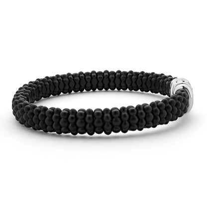 Mens Matte Blue Ceramic Beaded Bracelet Caviar Rope Bracelet