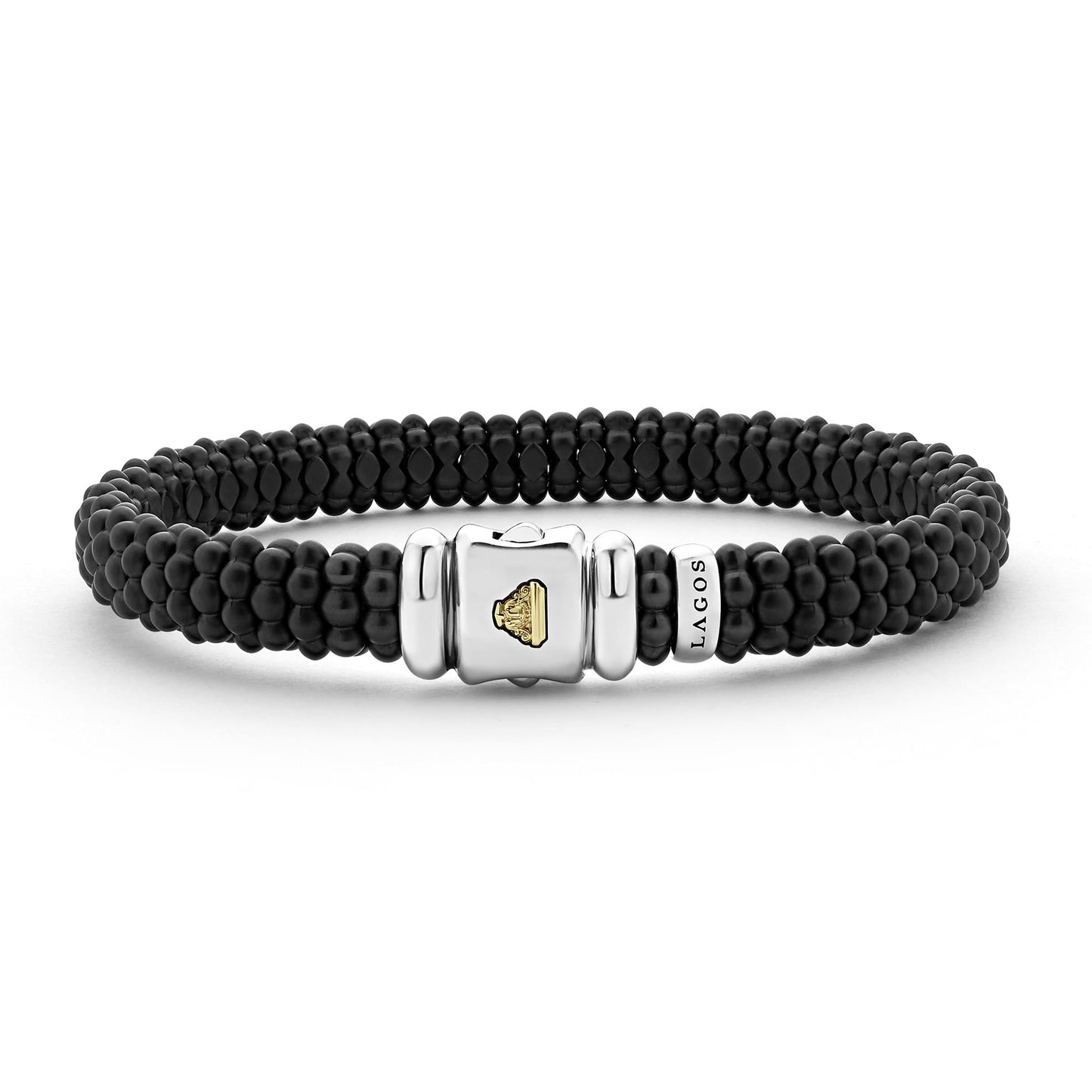 Mens Matte Blue Ceramic Beaded Bracelet Caviar Rope Bracelet
