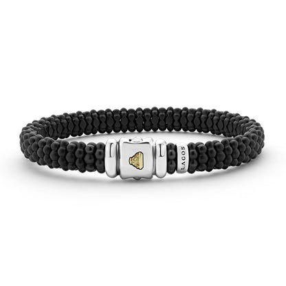 Mens Matte Blue Ceramic Beaded Bracelet Caviar Rope Bracelet