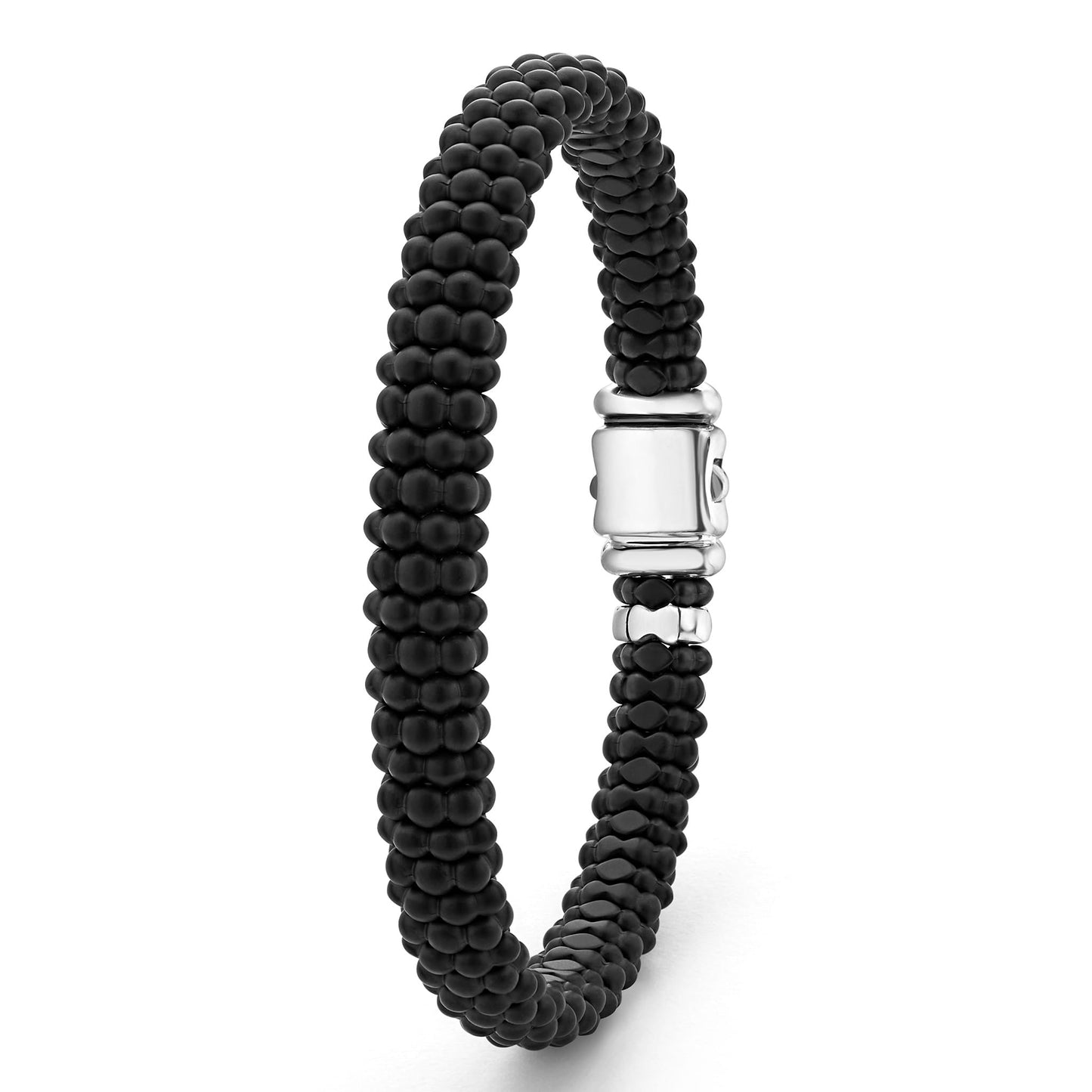 Mens Matte Blue Ceramic Beaded Bracelet Caviar Rope Bracelet