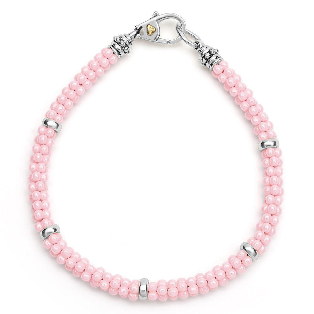 Sterling Silver and Pink Ceramic Necklace