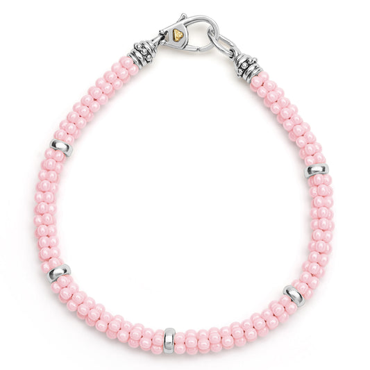 Sterling Silver and Pink Ceramic Necklace