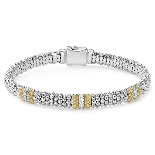 18K Gold and Sterling Silver Diamond Bracelet