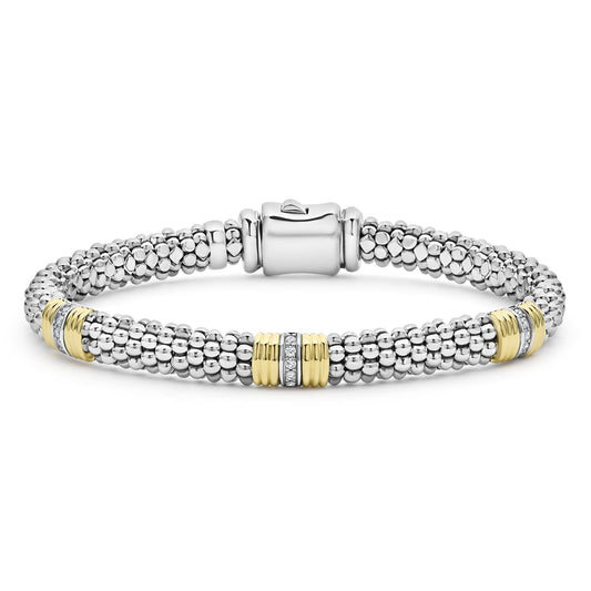 18K Gold and Sterling Silver Diamond Bracelet