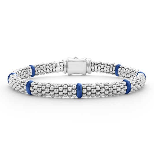 Sterling Silver Ceramic Station Bracelet