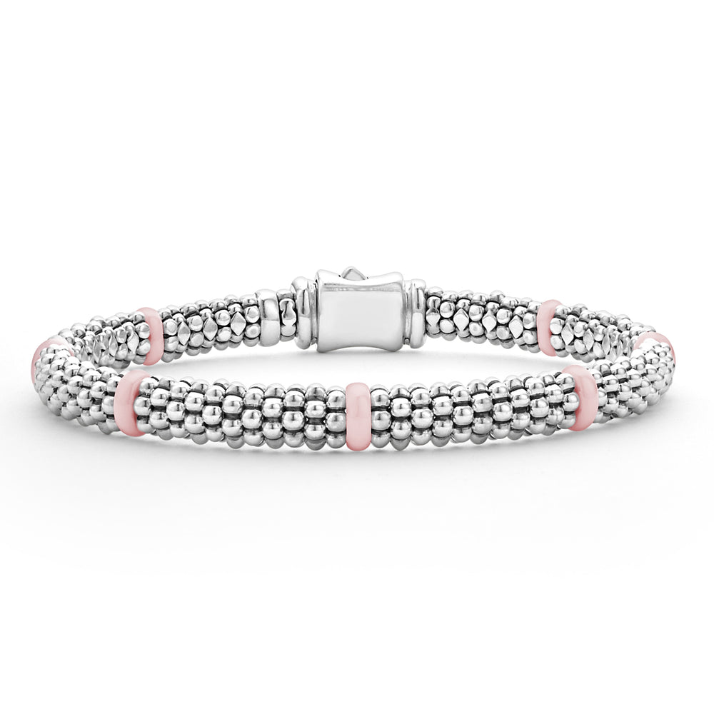 Sterling Silver Ceramic Station Bracelet