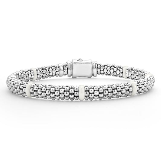 Sterling Silver Ceramic Station Bracelet