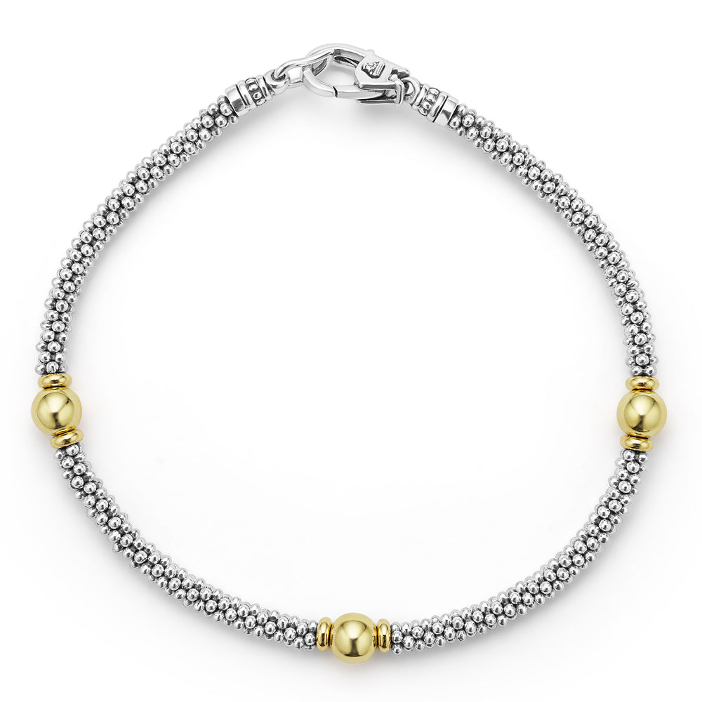 18K Gold Sterling Silver and Black Ceramic Bracelet