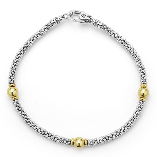 18K Gold Sterling Silver and Black Ceramic Bracelet