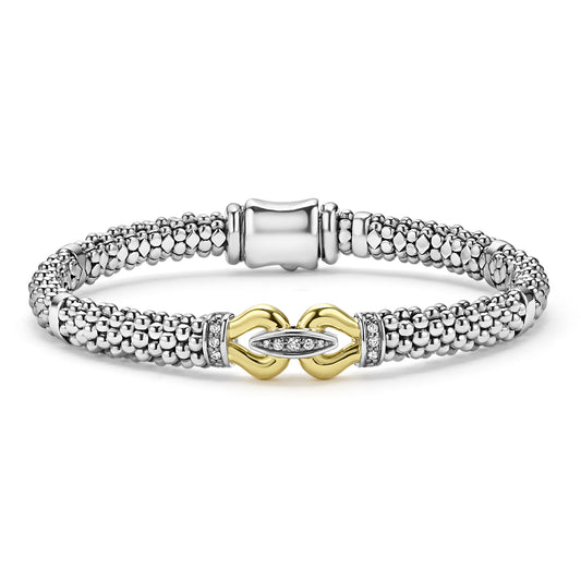 18K Gold and Sterling Silver Diamond Bracelet